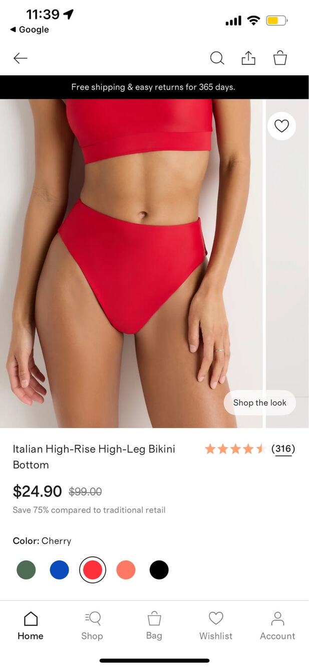 New Quince Italian High-Rise Bikini Bottom Size XS MSRP $25